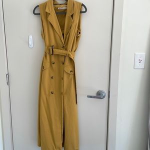 ASOS denim US size 6 yellow midi dress with buttons and belt